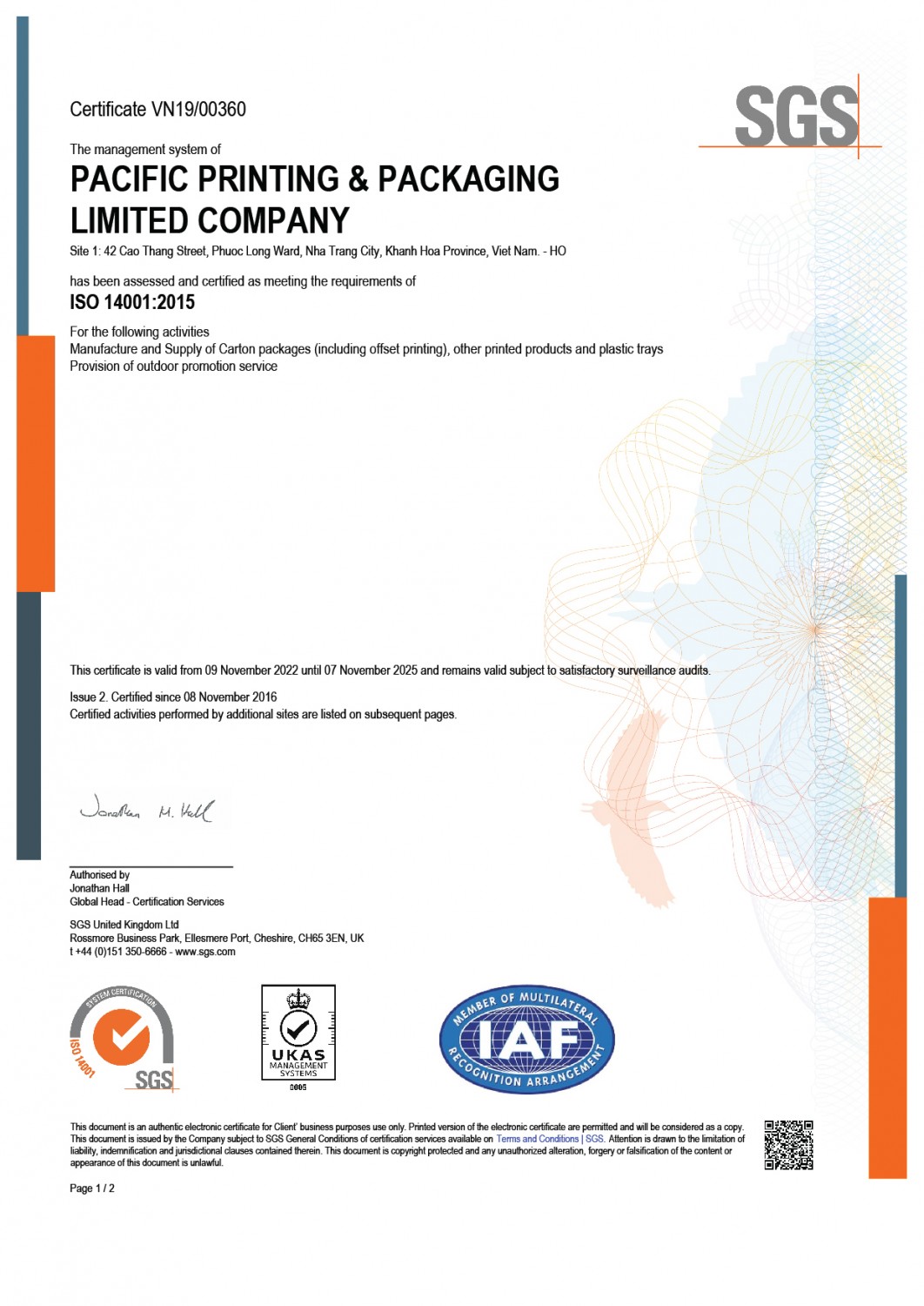 Giấy chứng nhận ISO 14001 1